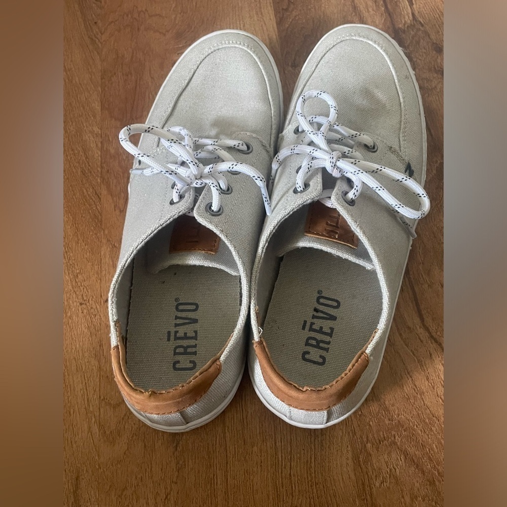 Crevo Men’s Size 9 Canvas Sneakers Tan Gray Lace Up Casual Shoes - Picture 3 of 6